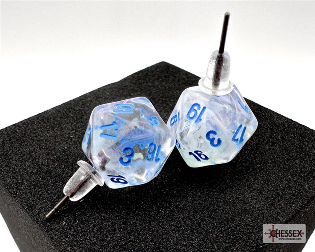 Chessex Stud Earrings Borealis Icicle Mini-Poly d20 Pair