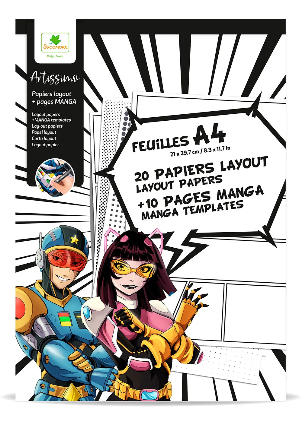 SYCOMORE aanvul Papierblok a4 + 10 pagina manga template
