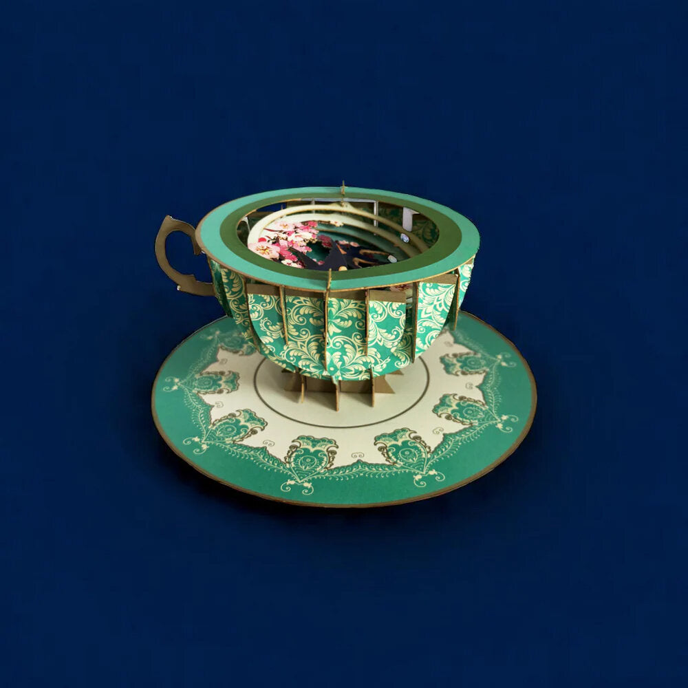 a Cup of Tea kaart - kersenbloesem - 3d pop up kaart