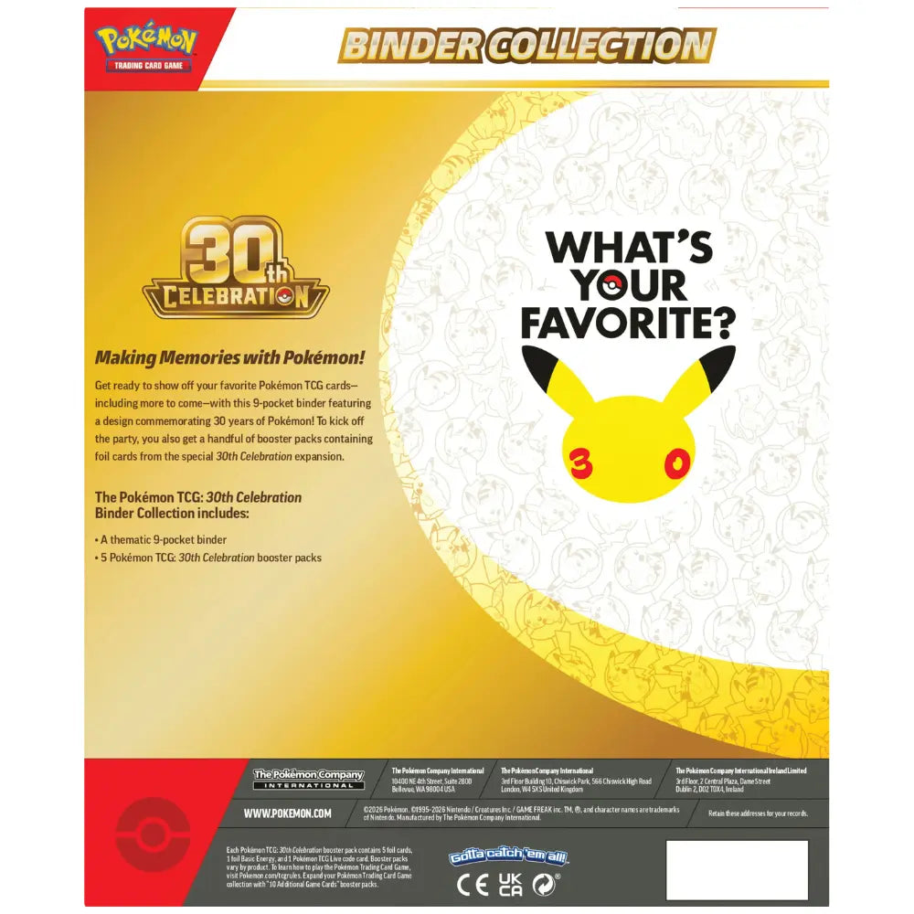 Pok 30th Ann. Binder Collection MAX 1 PER KLANT