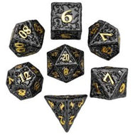 Zwart/Gouden Metalen Dobbelstenenset – Premium D&D Dice Set met Luxe Doos