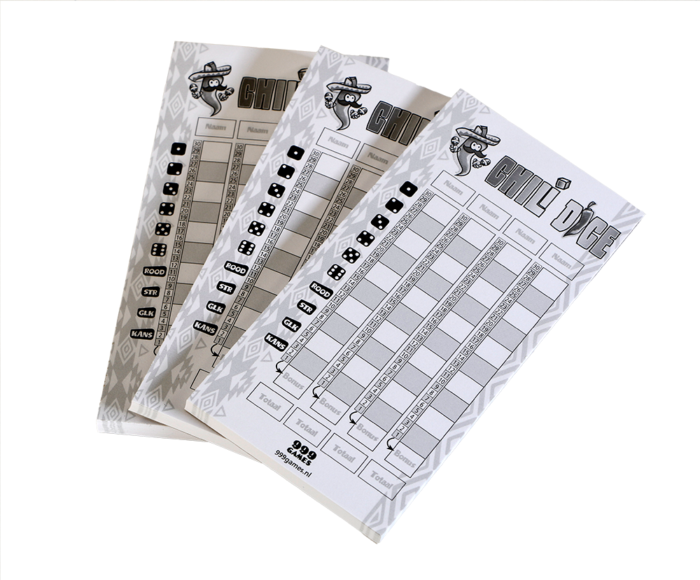 Scoreblokken Chili Dice drie stuks