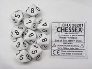 Opaque White/black D10 Dobbelsteen Set (10 stuks)
