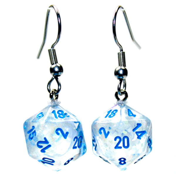 Chessex Hook Earrings Borealis Icicle Mini-Poly d20 Pair