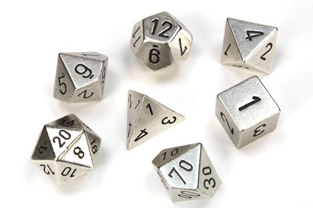 Chessex - Solid Metal Silver Colour Polyhedral 7-Die Set