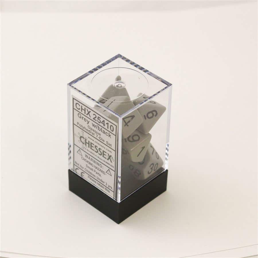 Opaque Grey/black Polydice Dobbelsteen Set (7 stuks)