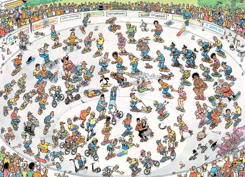 Skateboarden in de Bowl - Jan van Haasteren (1000)