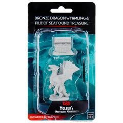 D&D Nolzur's Marvelous Miniatures - Bronze Dragon Wyrmling & Pile of Sea found Treasure