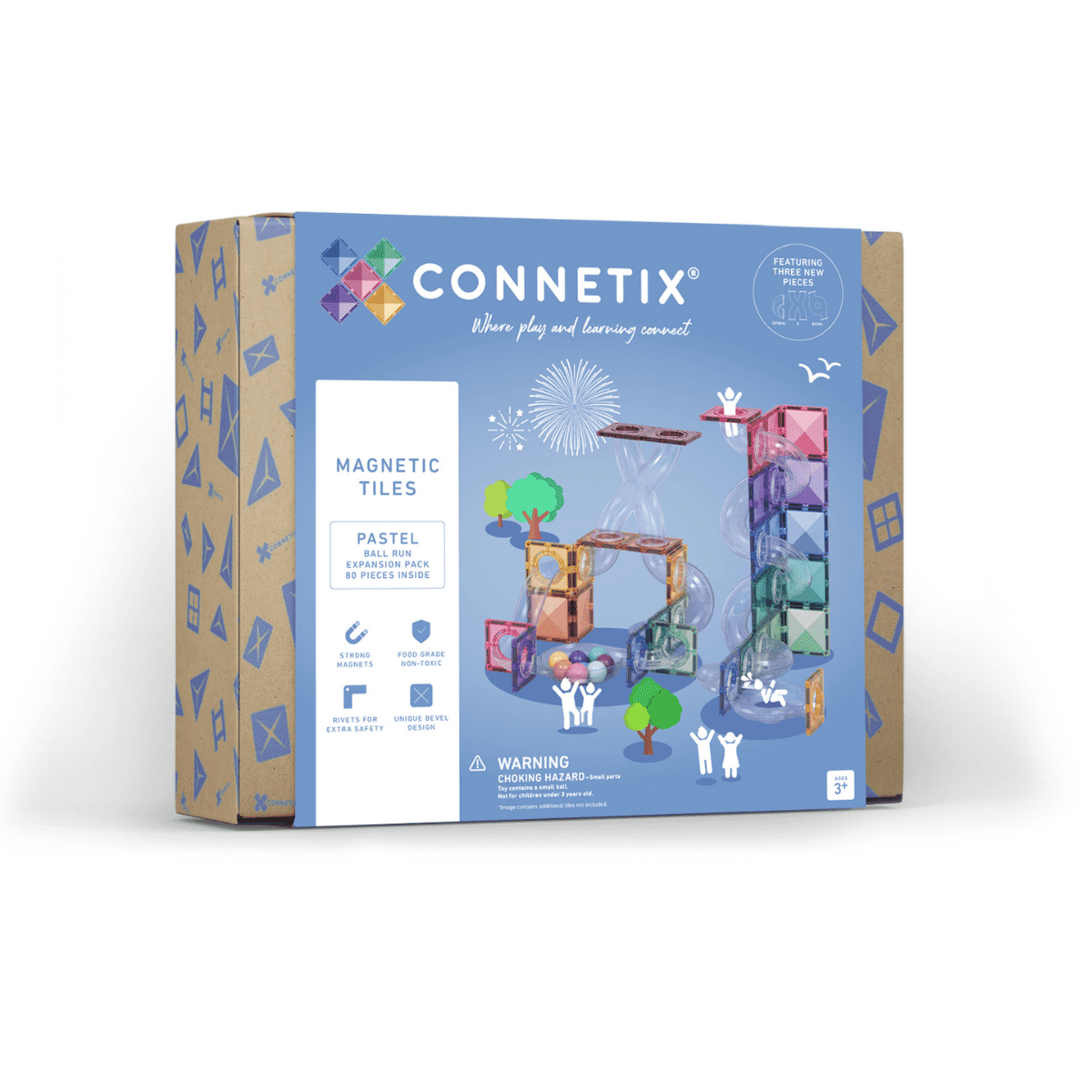 Connetix Pastel Ball Run Uitbreidingsset – 80-delig voor extra raceplezier