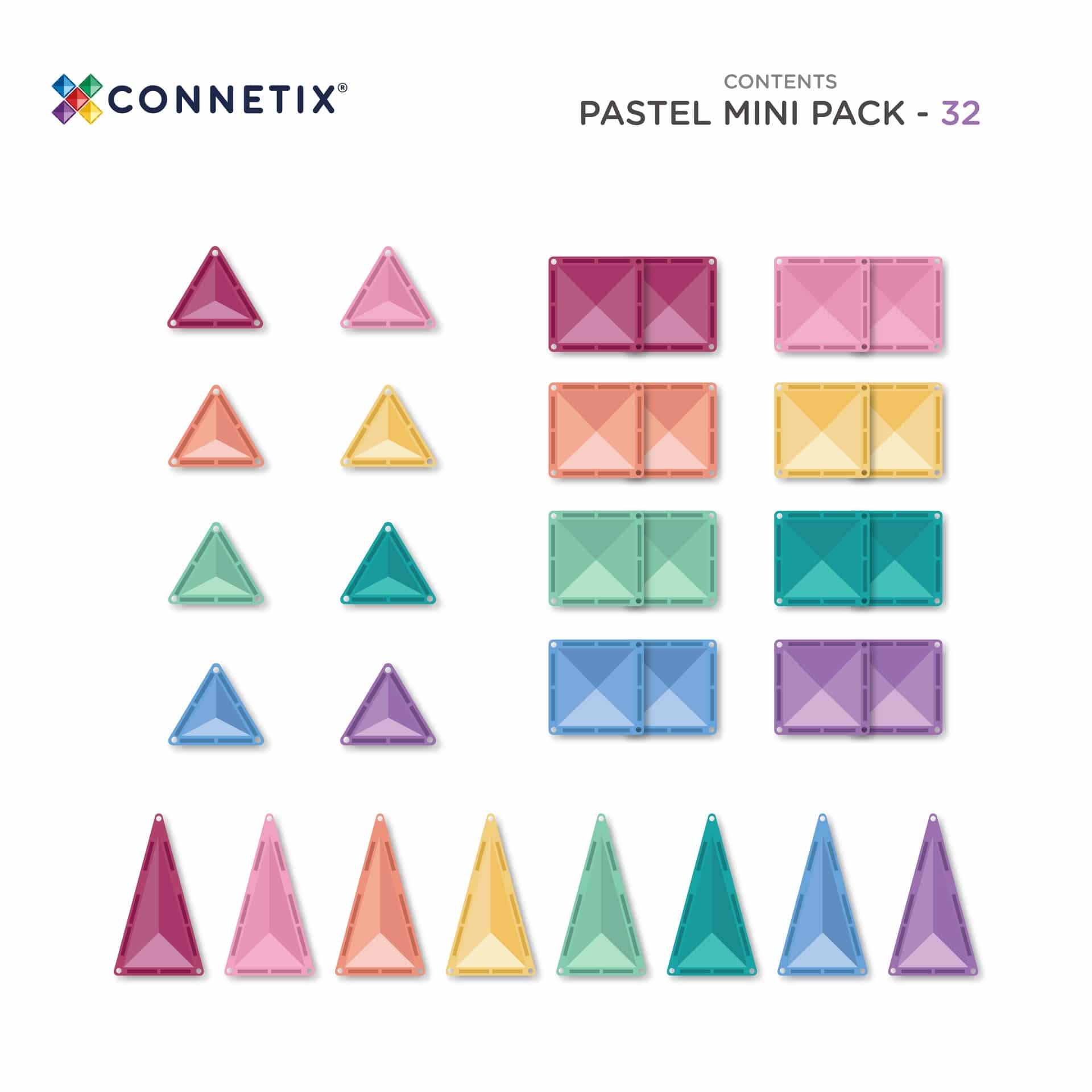 Connetix 32-delige Pastel Mini Pack – Magnetisch Bouwspeelgoed Starterset