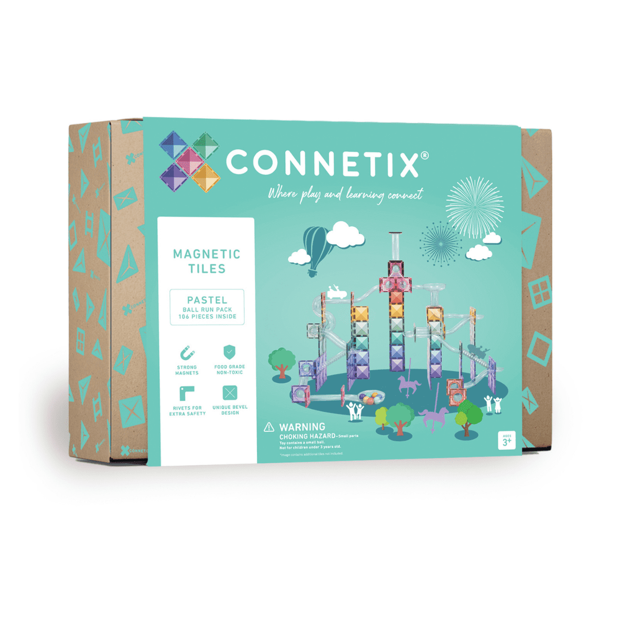 Connetix Pastel Ball Run Uitbreiding – 106 stuks
