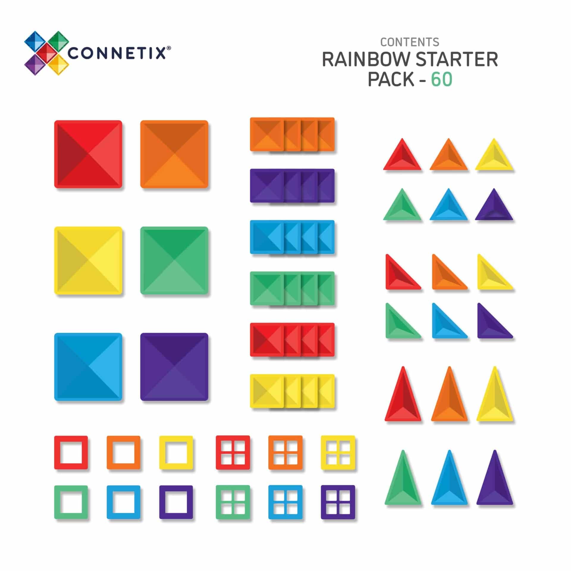 Connetix Starter Pack – 60-delig (Rainbow Kleuren)