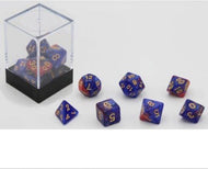 Dobbelstenen Stardust Blauw/Rood 7set