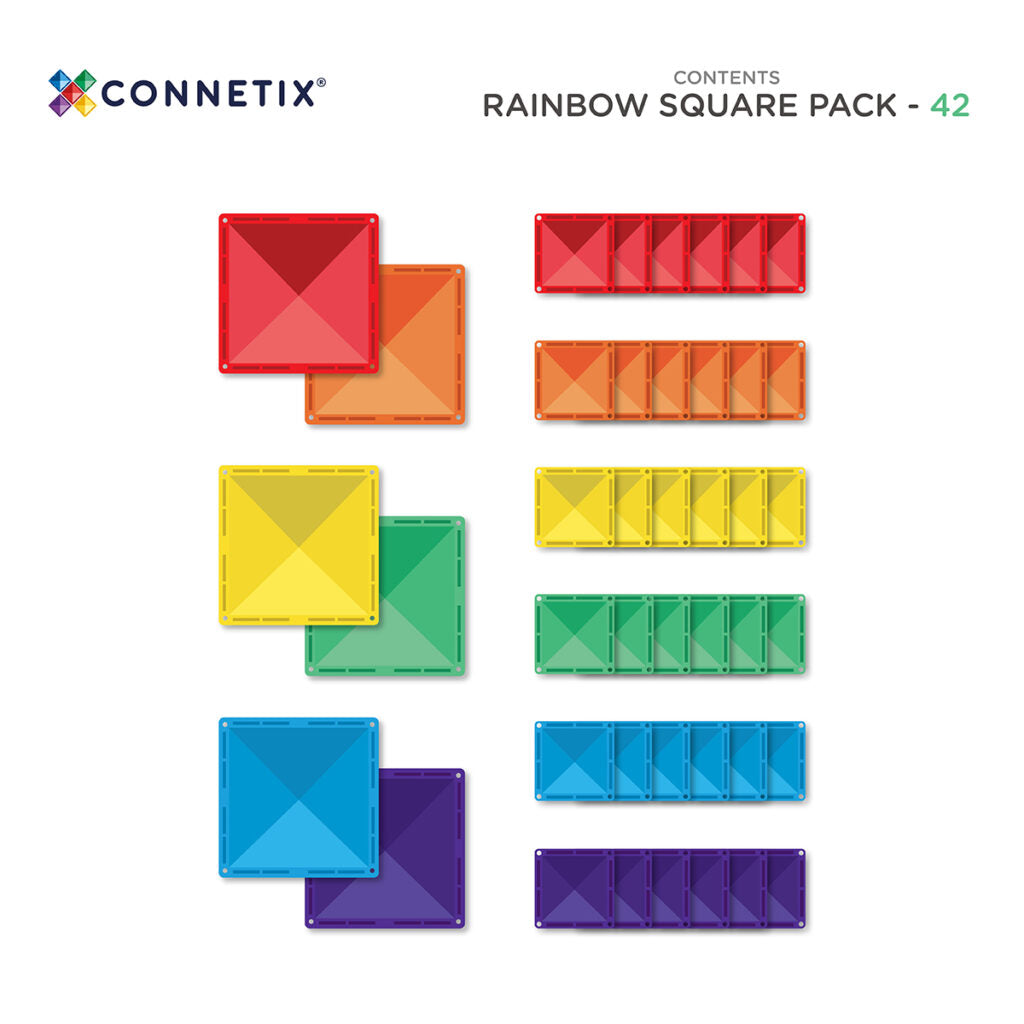 CONNETIX Rainbow Square Pack 42 Stuks – Magnetische Bouwtegels