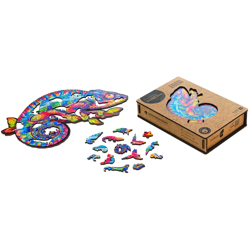 Unidragon Wooden Puzzle Iridescent Chameleo Royal Size