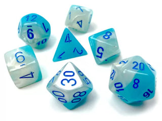 Gemini Polyhedral Pearl Turquoise-White/blue Luminary Dobbelsteen Set (7 stuks)