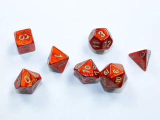 Scarab Mini-hedral Scarlet/gold Dobbelsteen Set (7 stuks)