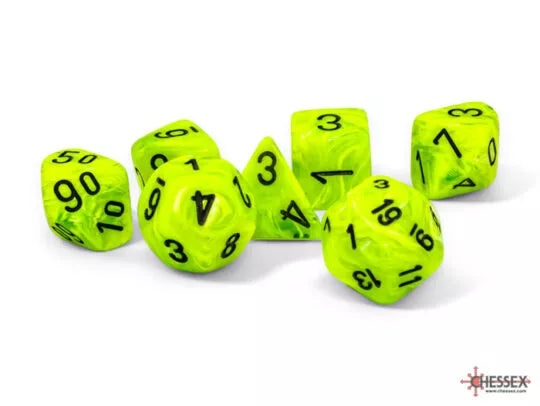 Vortex® Mega-hedral Bright Green/black Dobbelsteenset (7 stuks)