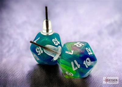 Chessex Stud Earrings Festive Waterlily Mini-Poly d20 Pair