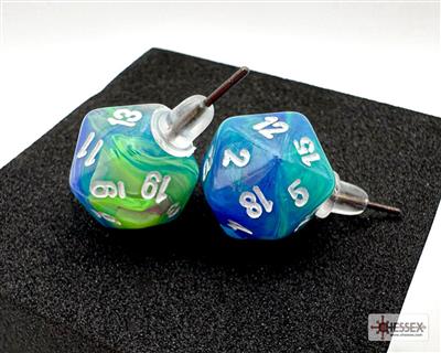 Chessex Stud Earrings Festive Waterlily Mini-Poly d20 Pair