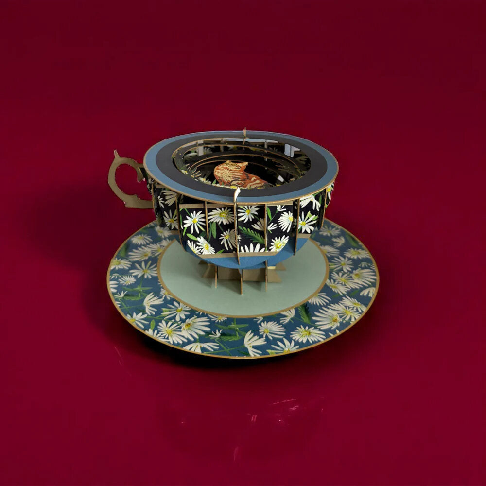 a Cup of Tea kaart - kat -  3d pop up kaart