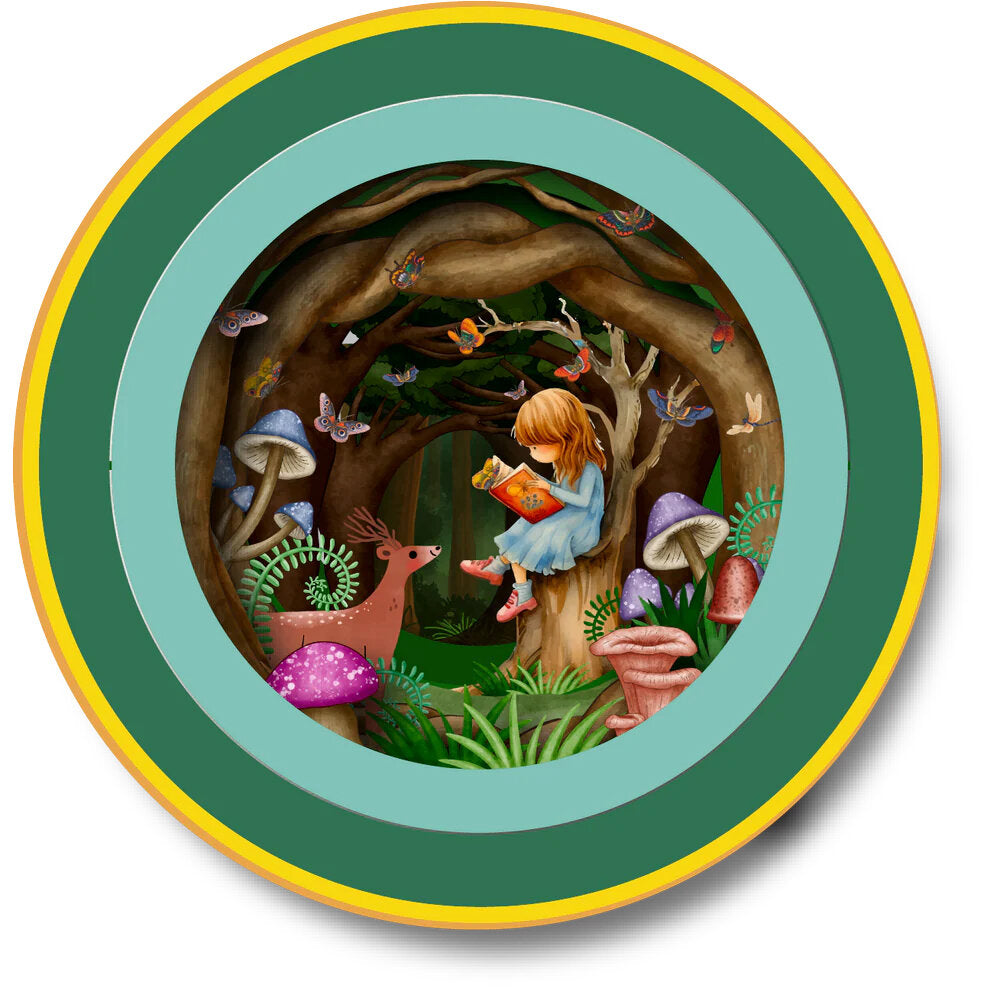 a Cup of Tea kaart - lezen in het bos -  3d pop up kaart