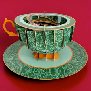 a Cup of Tea kaart - lezen in het bos -  3d pop up kaart