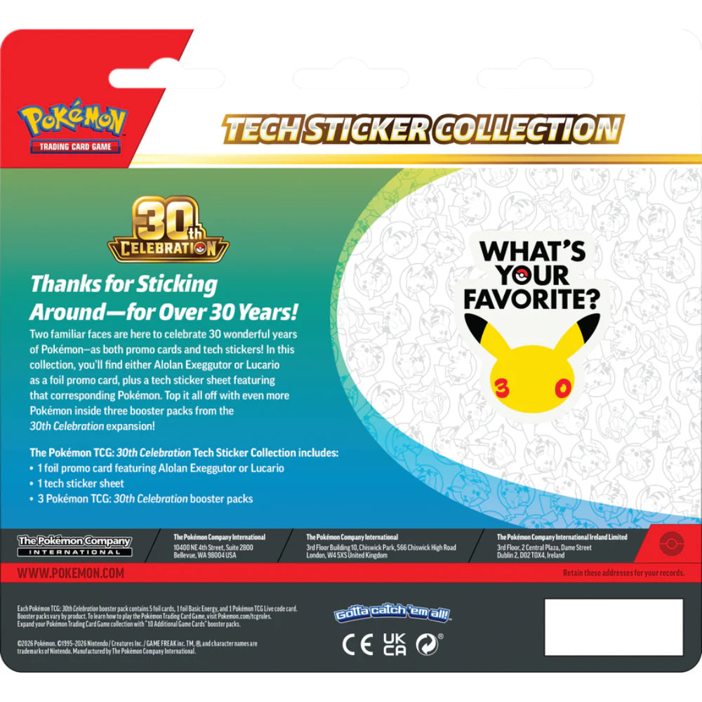 Pok 30th Ann. Alolan Exeggutor Tech Sticker Collection MAX 1 PER KLANT