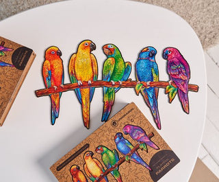 Unidragon Wooden Puzzle Playful Parrots King Size