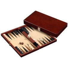 Backgammonkoffer Bruin Hout – Compact Luxe Reisspel | Inclusief Dobbelstenen
