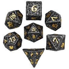 Zwart/Gouden Metalen Dobbelstenenset – Premium D&D Dice Set met Luxe Doos
