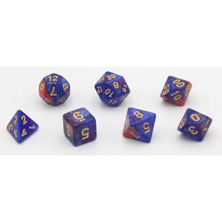 Dobbelstenen Stardust Blauw/Rood 7set