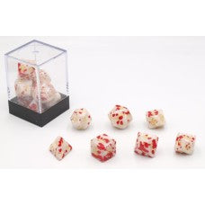 Dobbelstenen Bloodspatter Wit 7 set Bric