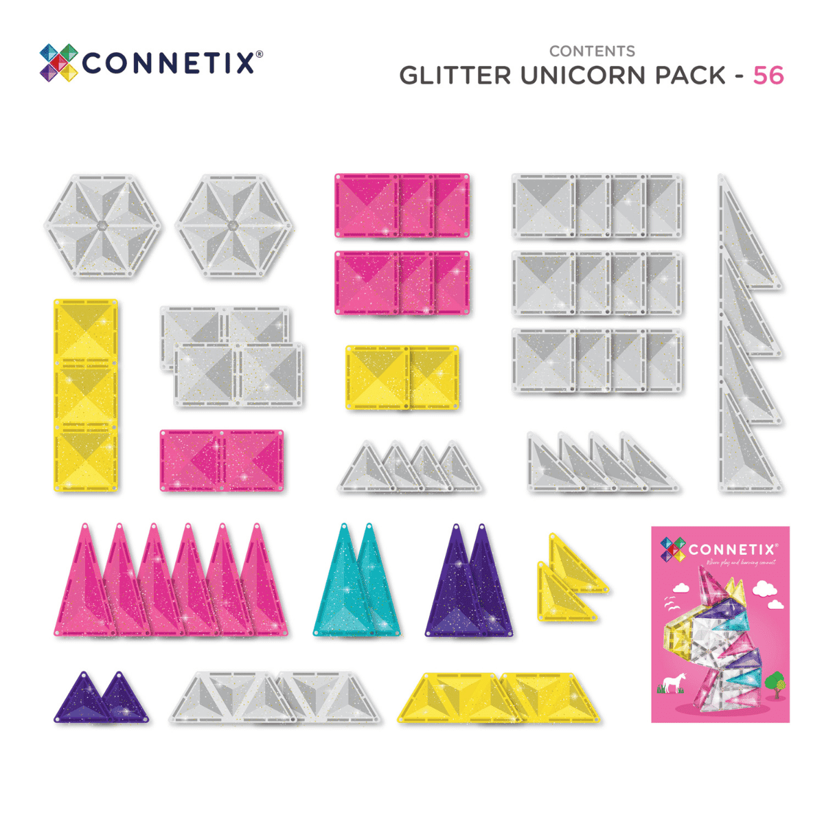 Connetix Glitter Unicorn Pack 56 pc