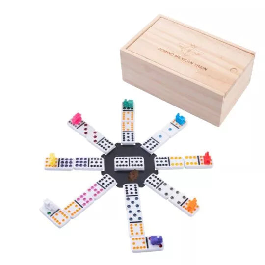Domino – Mexican Train in houten kist