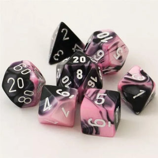 Gemini Black-Pink/white Polydice Dobbelsteen Set (7 stuks)