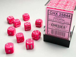 Opaque 12mm d6 Pink/white Dice Block (36)