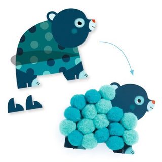 Pomponcollage - Dieren en pomponcirkels