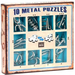 10 Metal Puzzles Set Blue - De Dondersteen