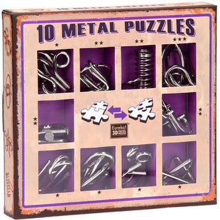10 Metal Puzzles Set Purple - De Dondersteen