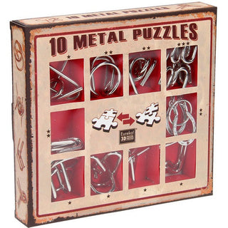 10 Metal Puzzles Set Red - De Dondersteen