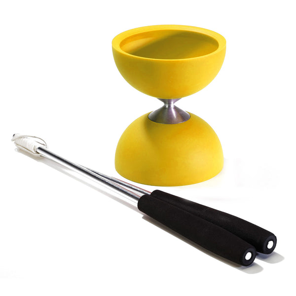 Acrobat - Set Rubber Diabolo Yellow + Aluminium Handsticks - De Dondersteen