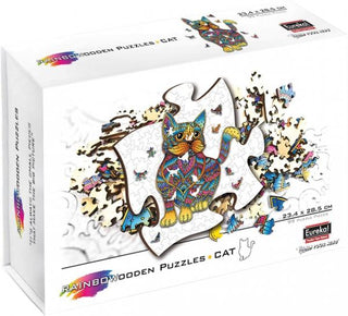 Rainbow Wooden Puzzle Cat (99) - De Dondersteen