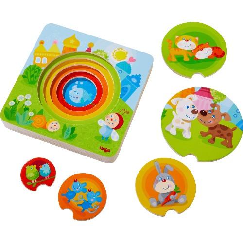 Houten Puzzel - Kakelbonte Jonge Dieren