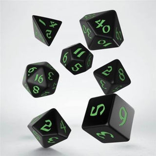 Classic Runic Black & Green Dice Set (7) - De Dondersteen