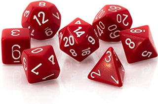 Opaque Red/white Polydice Dobbelsteen Set (7 stuks) - De Dondersteen