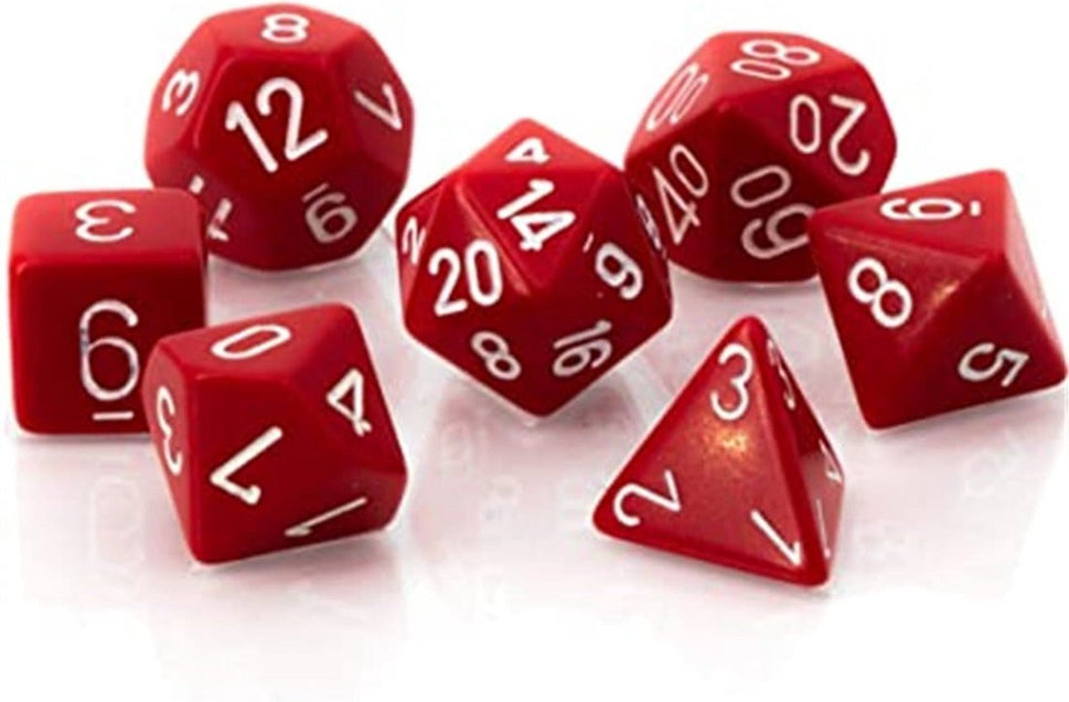 Opaque Red/white Polydice Dobbelsteen Set (7 stuks)