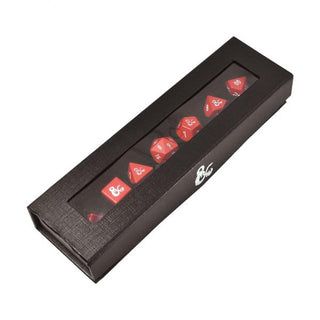 UP - Heavy Metal Red and White RPG Dice Set for Dungeons & Dragons - De Dondersteen