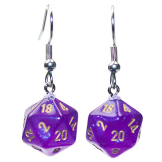 Borealis Royal Purple Mini d20 Hook Earrings - De Dondersteen