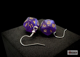 Borealis Royal Purple Mini d20 Hook Earrings - De Dondersteen